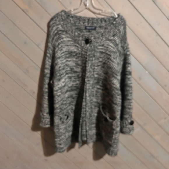 Jones New York Signature Woman Gray Knit Cardigan Sweater Button Up 1x Plus - Picture 1 of 4